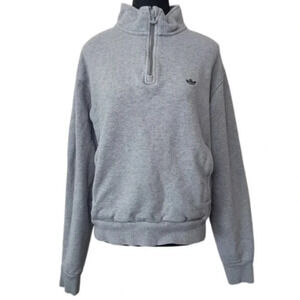 Adidas Womens M 1/4 Zip Fleece Cotton Schmoofoil Ghost Logo Sweatshirt In  Grey